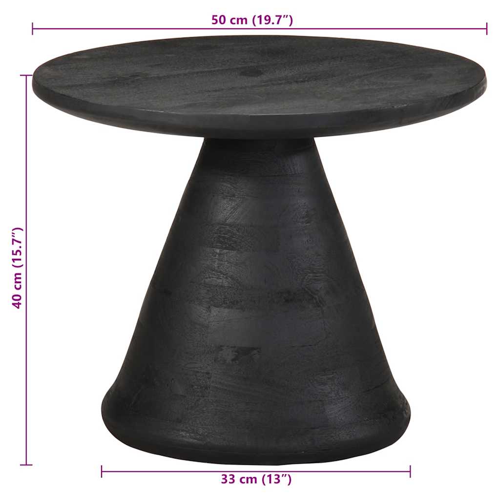 sidebord Ø50x40 cm massivt mangotræ sort