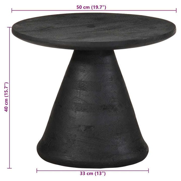 sidebord Ø50x40 cm massivt mangotræ sort