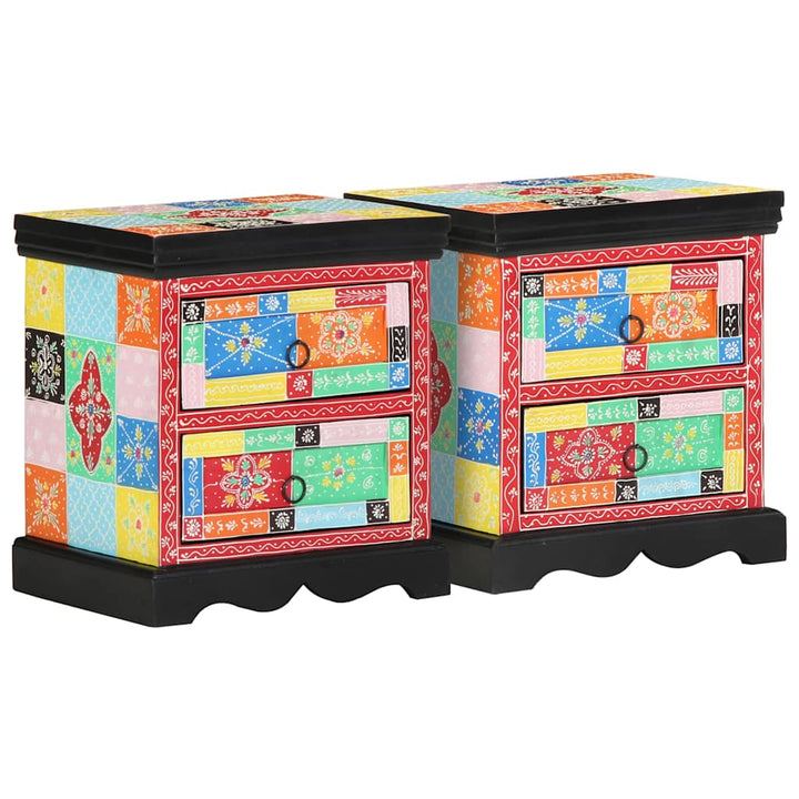 Natskab 2 pcs Flerfarvet 40 x 35 x 45 cm Massivt mangotræ