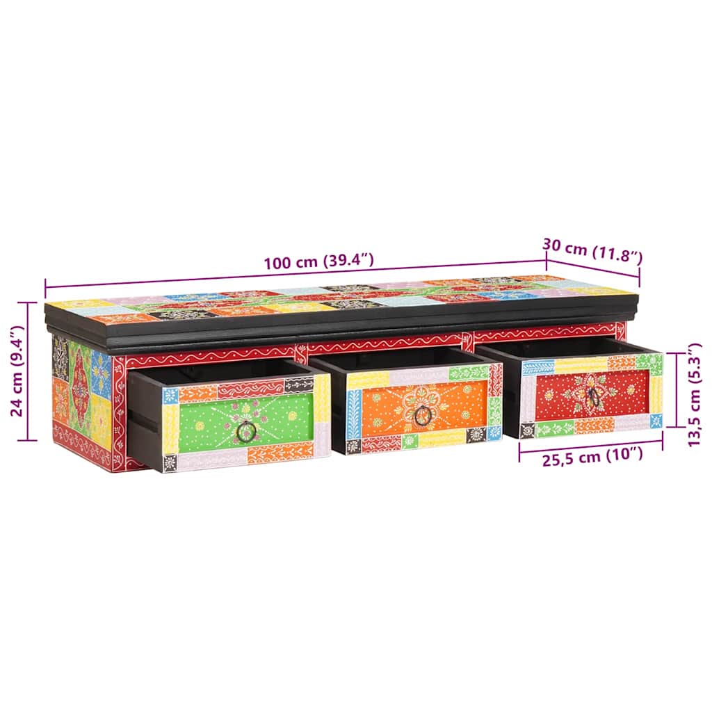 TV Skab med skuffe Flerfarvet 100 x 30 x 24 cm Massivt mangotræ