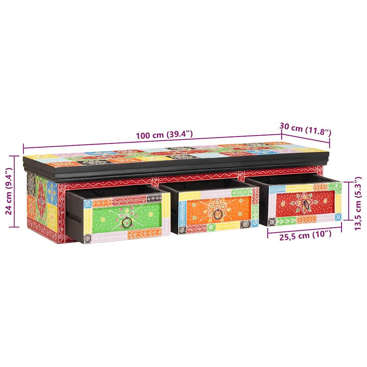 TV Skab med skuffe Flerfarvet 100 x 30 x 24 cm Massivt mangotræ
