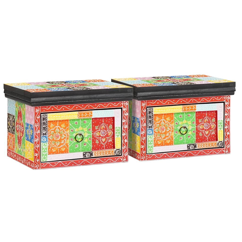 Natskab 2 pcs Flerfarvet 40 x 30 x 28 cm Massivt mangotræ