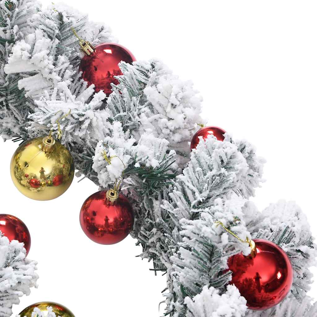 juleguirlande med kugler og LED-lys 20 m PVC grøn