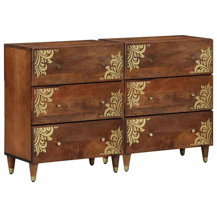 Sideboard med skuffe 2 pcs honningfarvet 60 x 33.5 x 75 cm