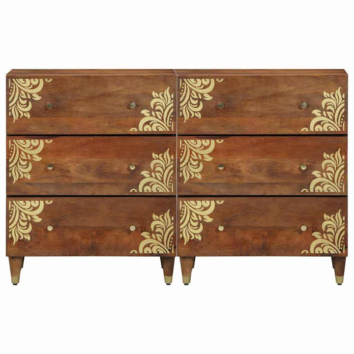 Sideboard med skuffe 2 pcs honningfarvet 60 x 33.5 x 75 cm