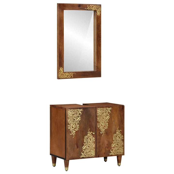 Badeværelsesmøbel sæt 2 pcs honningfarvet 62 x 33 x 58 cm