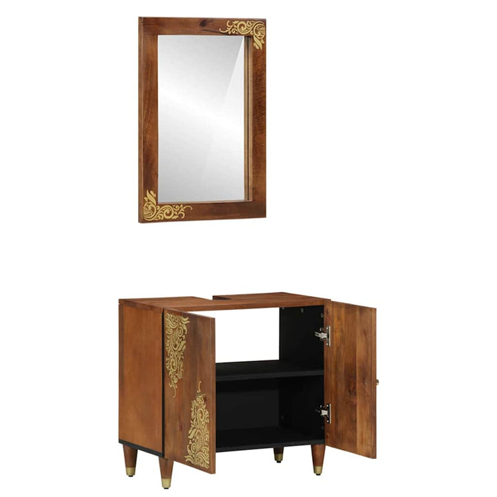 Badeværelsesmøbel sæt 2 pcs honningfarvet 62 x 33 x 58 cm
