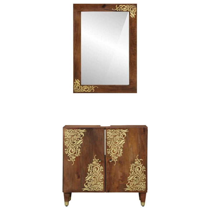 Badeværelsesmøbel sæt 2 pcs honningfarvet 62 x 33 x 58 cm