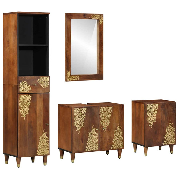 Badeværelsesmøbel sæt 4 pcs honningfarvet 62 x 33 x 58 cm