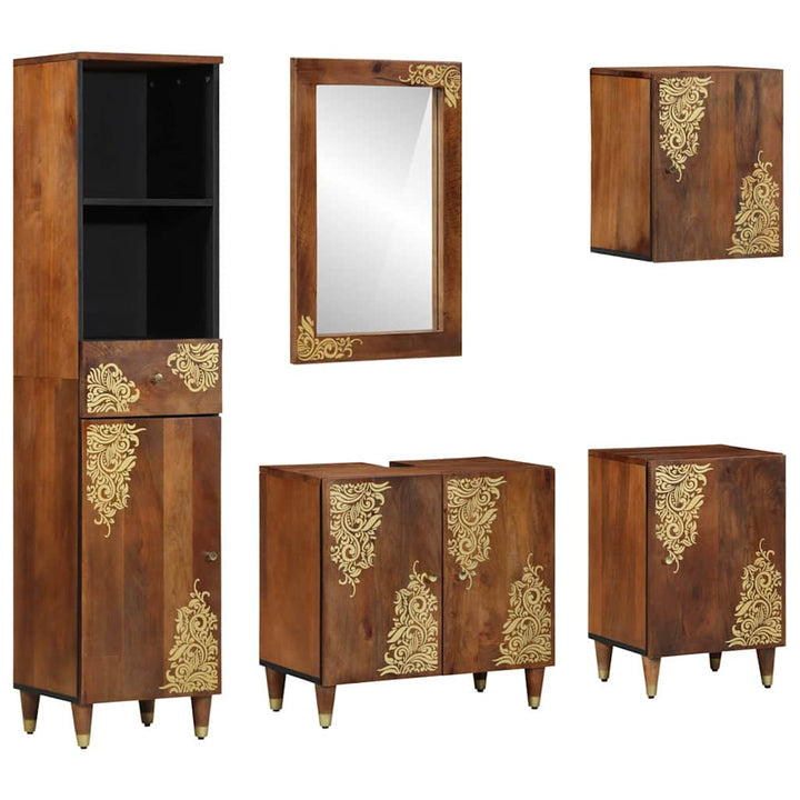 Badeværelsesmøbel sæt 5 pcs honningfarvet 62 x 33 x 58 cm