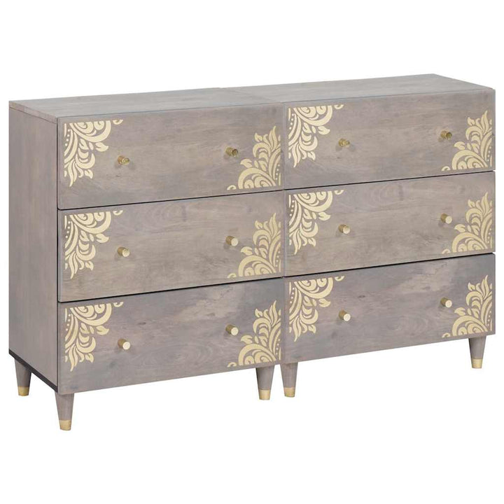 Sideboard 2 pcs Grå 60 x 33.5 x 75 cm Massivt mangotræ