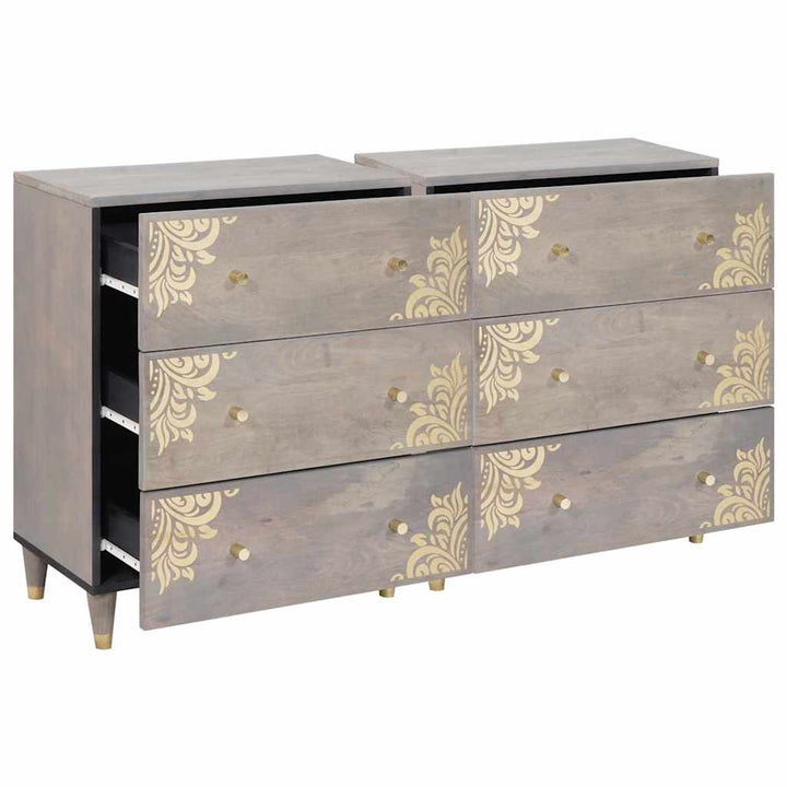 Sideboard 2 pcs Grå 60 x 33.5 x 75 cm Massivt mangotræ
