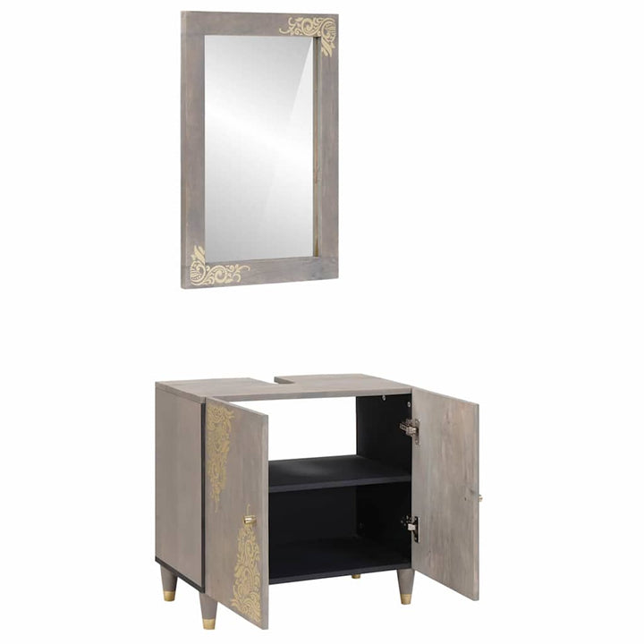 Badeværelsesmøbel sæt Vægmonteret 2 pcs Grå 62 x 33 x 58 cm