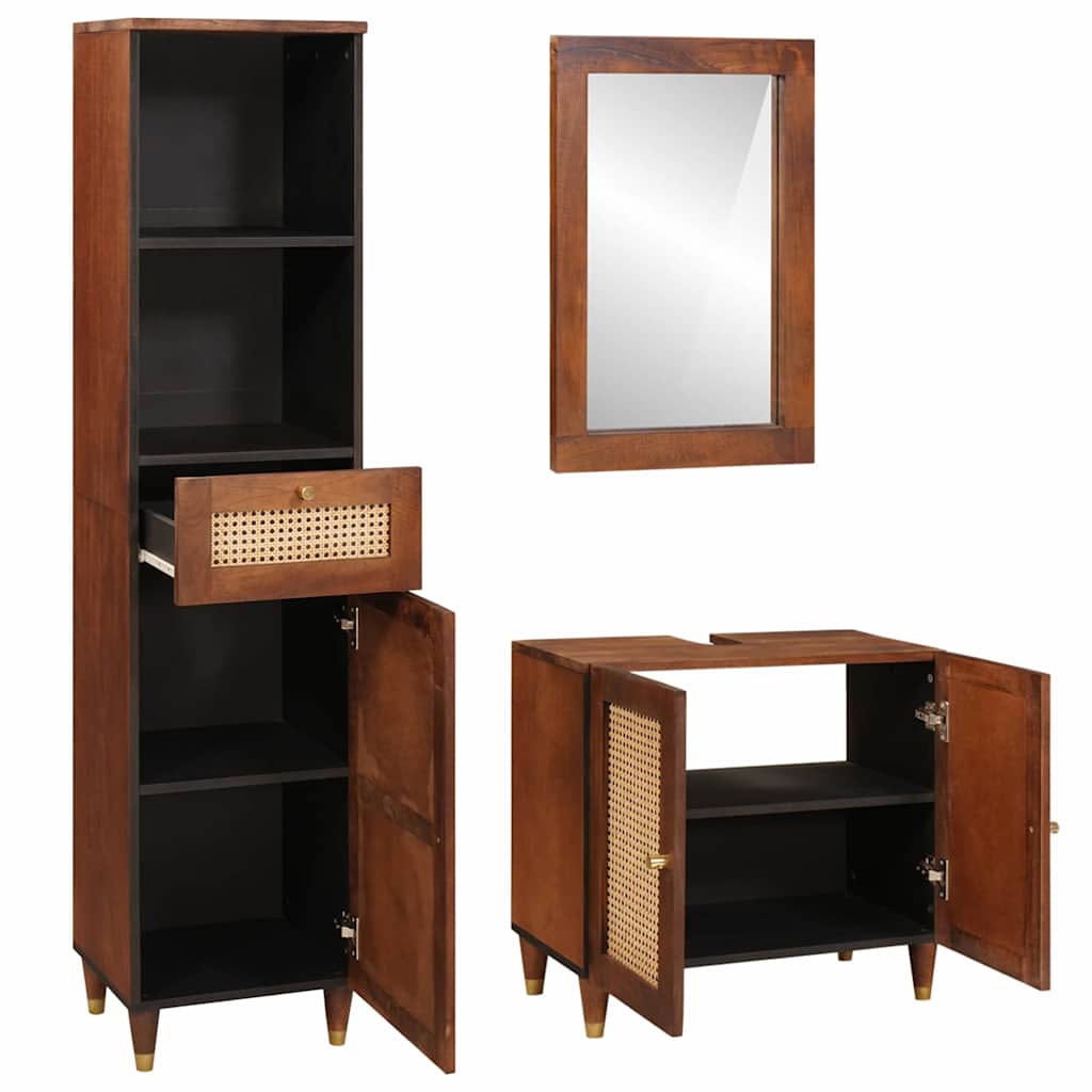 Badeværelsesmøbler 3 pcs 38 x 33 x 160 cm Massivt mangotræ