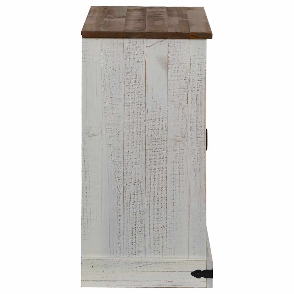 skænk HALDEN med skydedør 80x40x80 cm massivt træ hvid