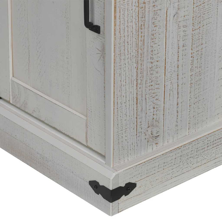 skænk HALDEN med skydedør 80x40x80 cm massivt træ hvid