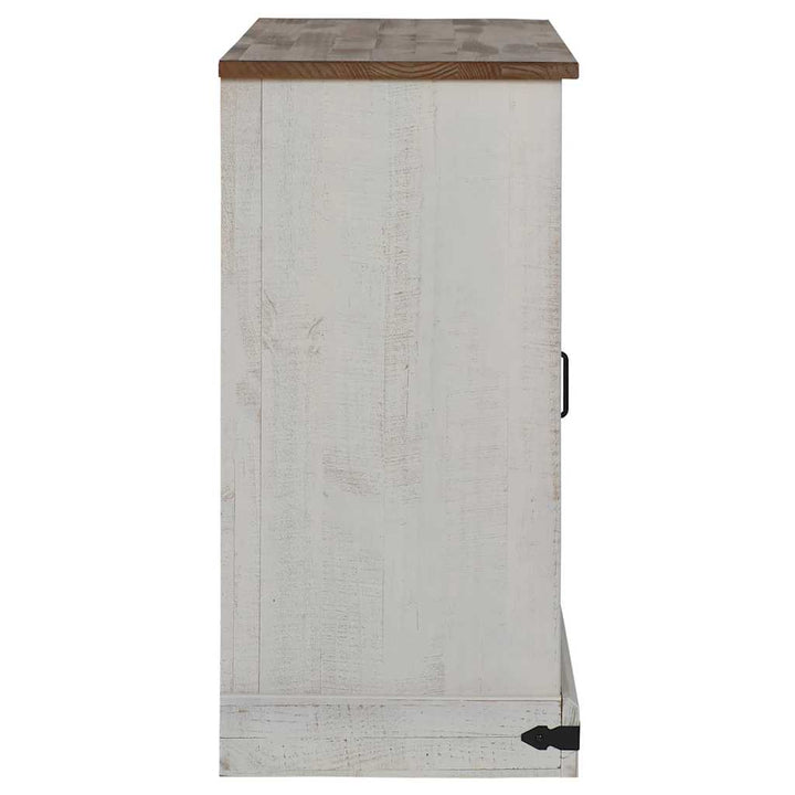 skænk HALDEN 2 skydedøre 112x40x80 cm massivt træ hvid
