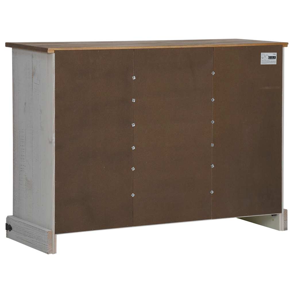 skænk HALDEN 2 skydedøre 112x40x80 cm massivt træ hvid