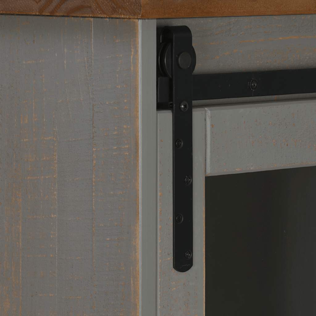skænk HALDEN 2 skydedøre 112x40x80 cm massivt træ grå