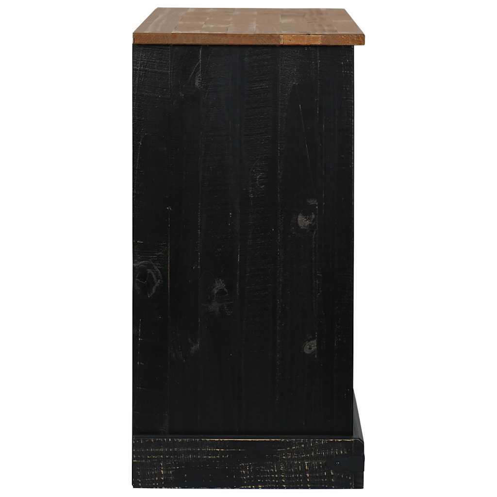 skænk HALDEN 2 skydedøre 112x40x80 cm massivt træ sort