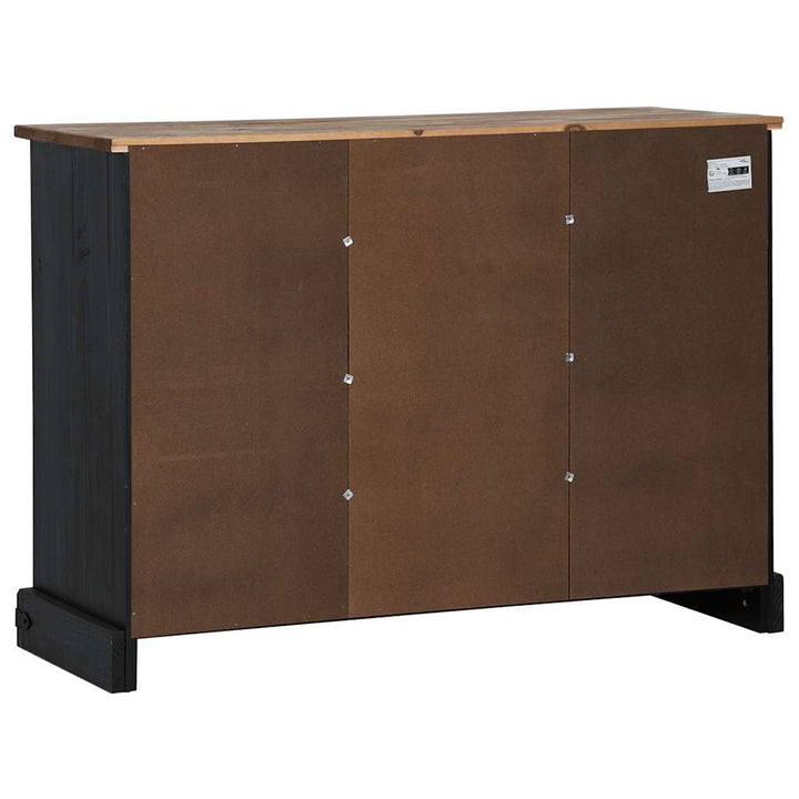 skænk HALDEN 2 skydedøre 112x40x80 cm massivt træ sort