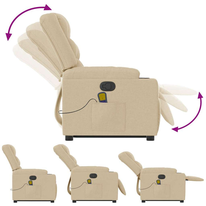 løftestol med massagefunktion stof cremefarvet