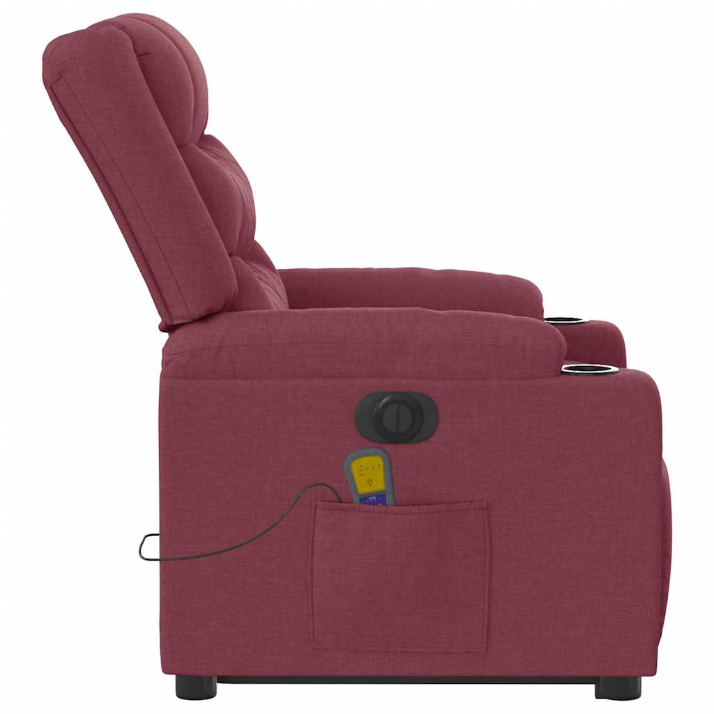 elektrisk massagestol med løftefunktion stof vinrød