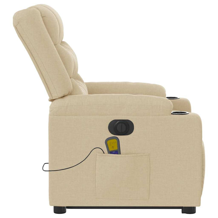 elektrisk massagestol med løftefunktion cremefarvet