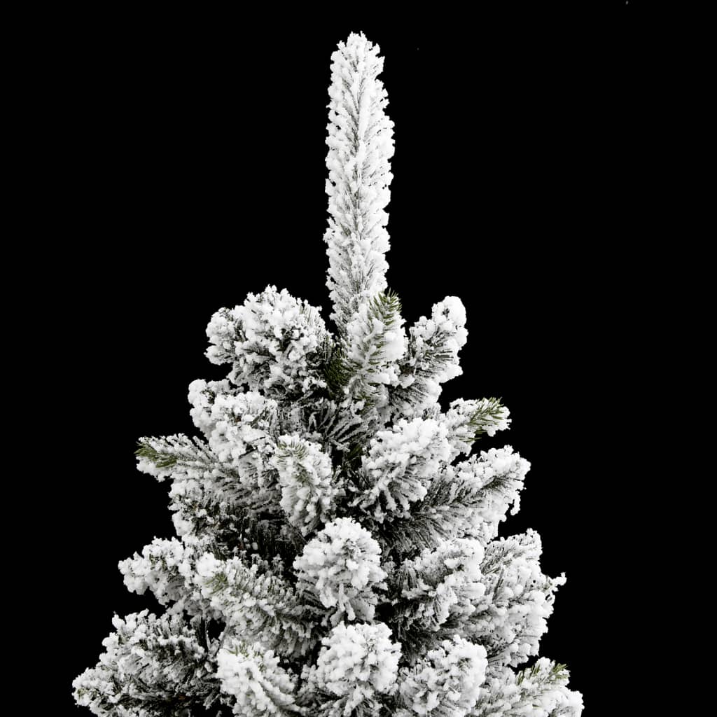 kunstigt smalt juletræ med sne 240 cm PVC og PE