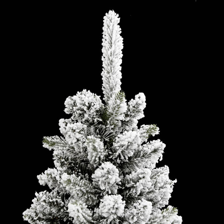 kunstigt smalt juletræ med sne 240 cm PVC og PE