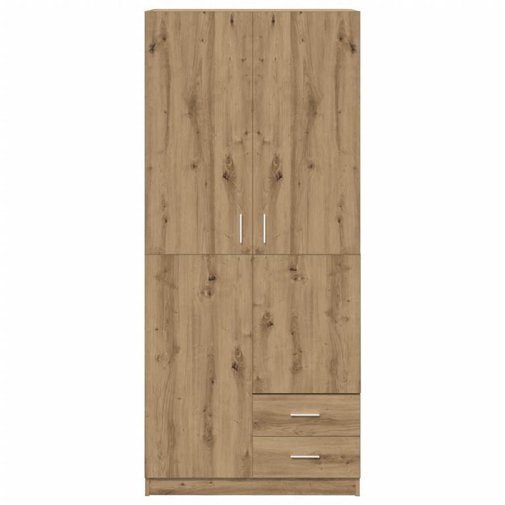 klædeskab 80x52x180 cm konstrueret træ egetræslook