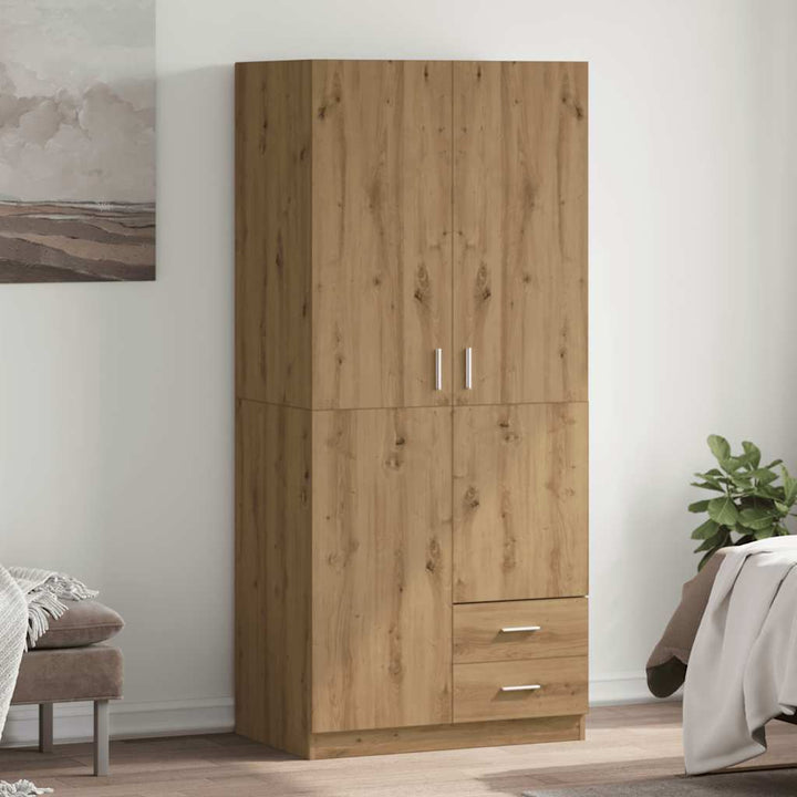 klædeskab 80x52x180 cm konstrueret træ egetræslook