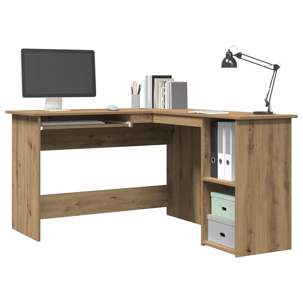 hjørneskrivebord 120x140x75 cm konstrueret træ artisan egetræ