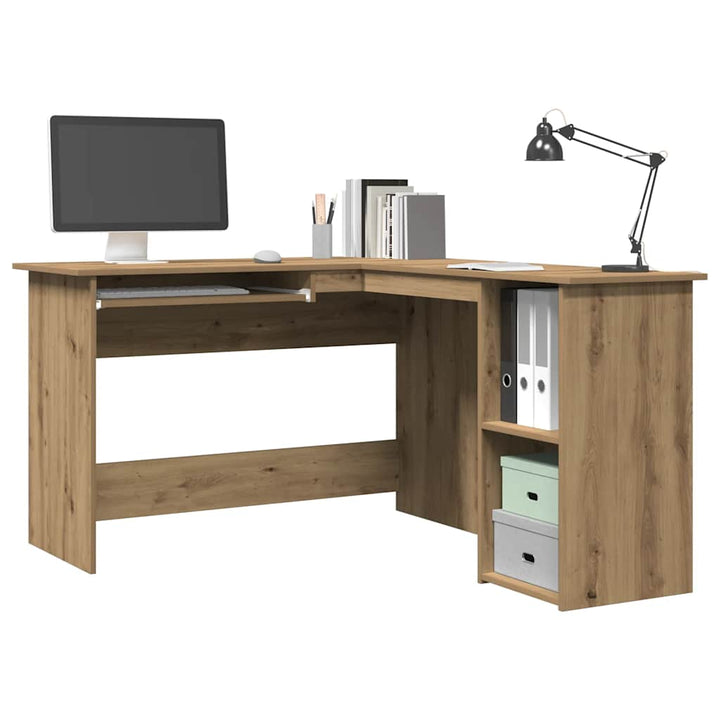hjørneskrivebord 120x140x75 cm konstrueret træ artisan egetræ