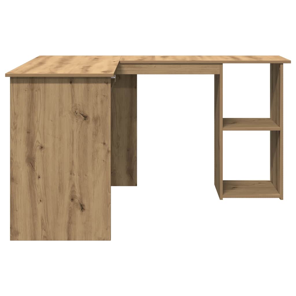 hjørneskrivebord 120x140x75 cm konstrueret træ artisan egetræ