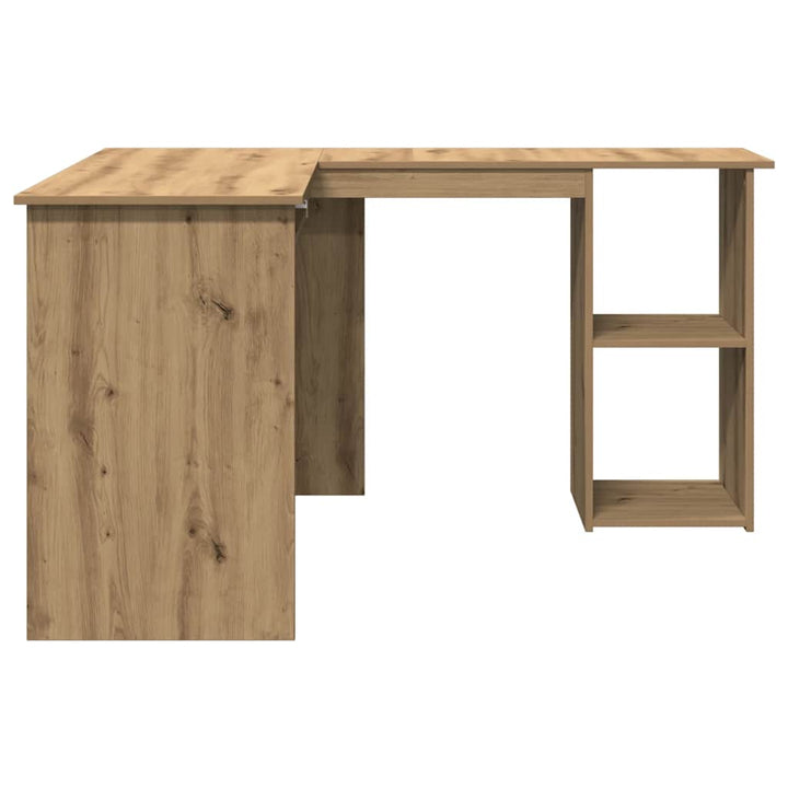 hjørneskrivebord 120x140x75 cm konstrueret træ artisan egetræ