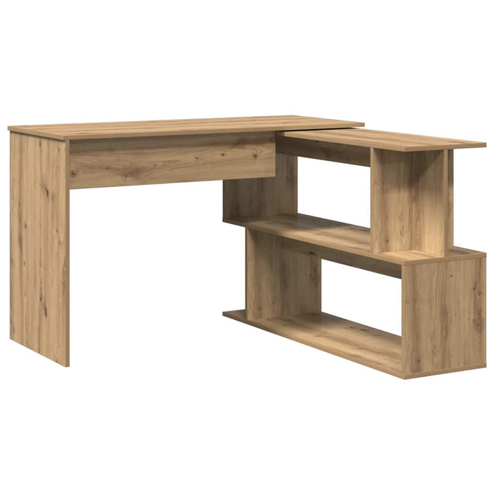 hjørneskrivebord 200,5x50x76 cm konstrueret træ artisan egetræ