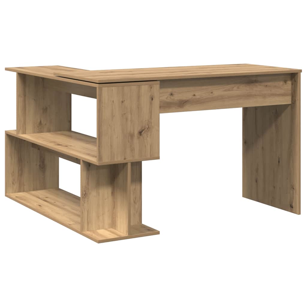 hjørneskrivebord 200,5x50x76 cm konstrueret træ artisan egetræ
