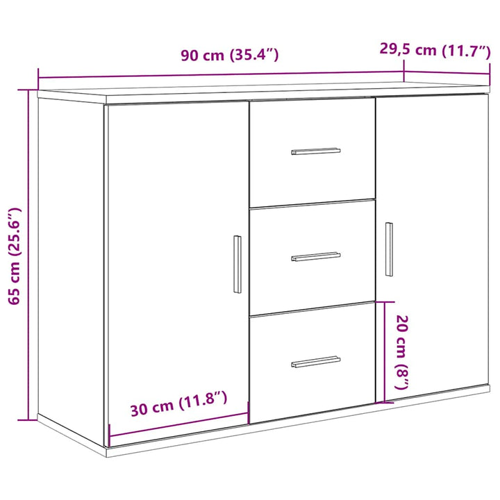 skænk 90x29,5x65 cm konstrueret træ kunsteg
