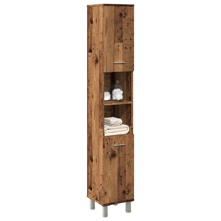 badeværelsesskab 30x30x179 cm spånplade antikt træ