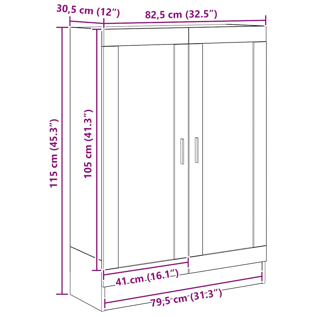 bogskab 82,5x30,5x115 cm konstrueret træ kunsteg