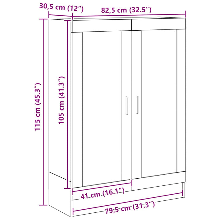 bogskab 82,5x30,5x115 cm konstrueret træ kunsteg