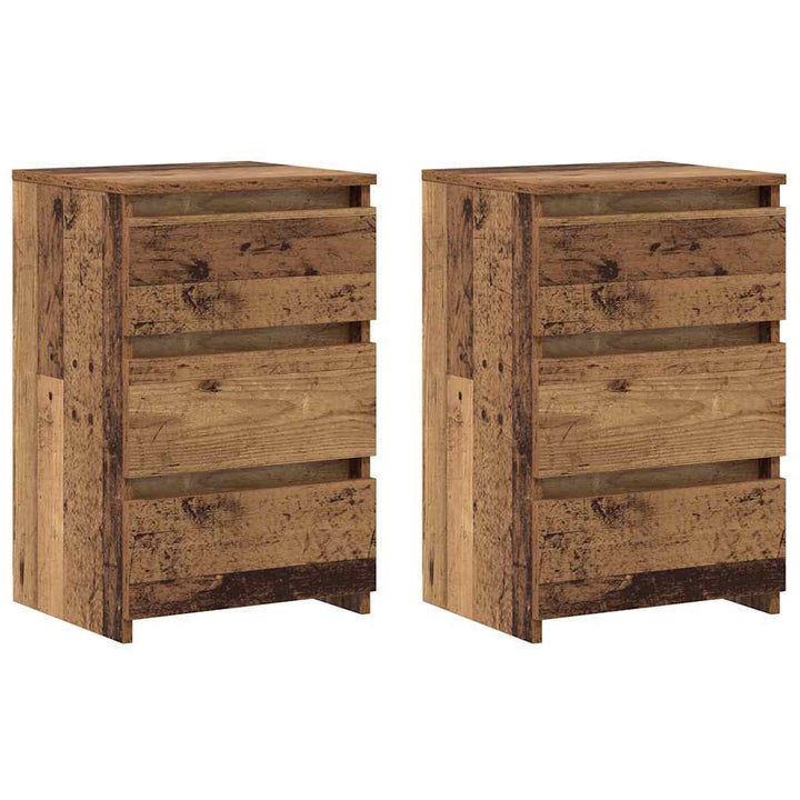 sengeborde 2 stk. 40x35x62,5 cm konstrueret træ gammelt trælook