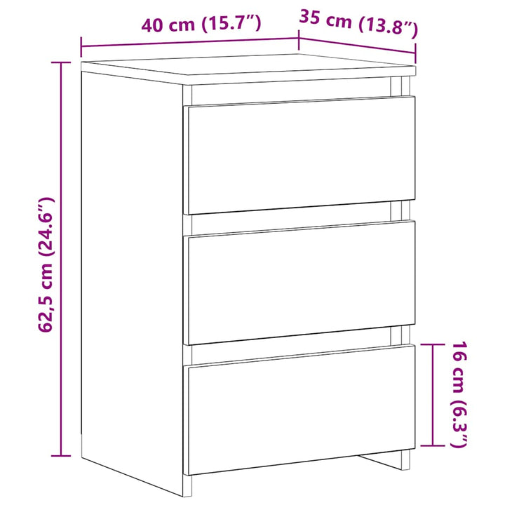 sengeborde 2 stk. 40x35x62,5 cm konstrueret træ kunsteg