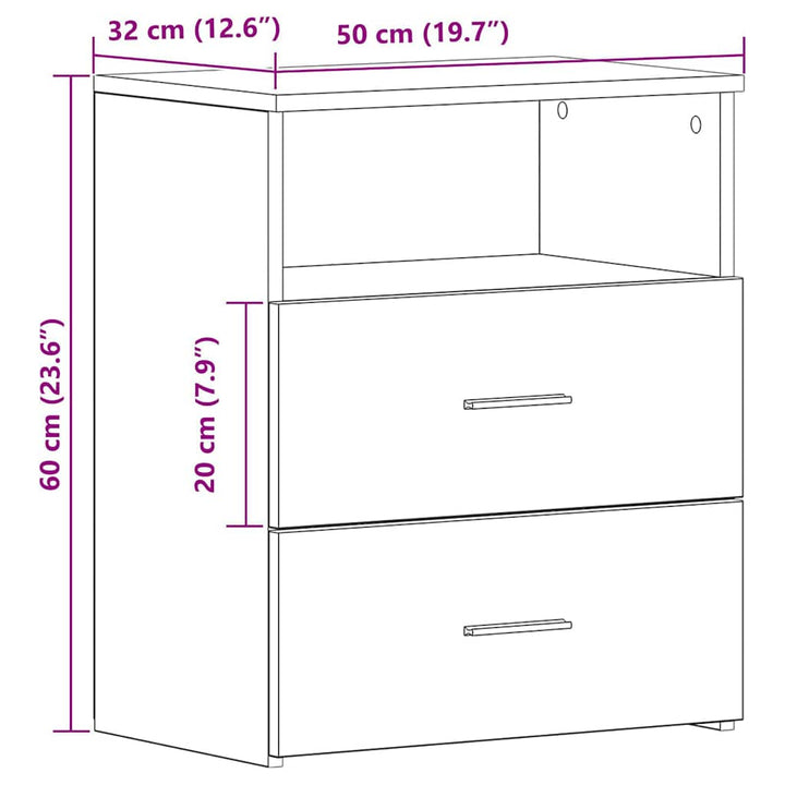 sengeborde 2 stk. 50x32x60 cm konstrueret træ gammelt trælook