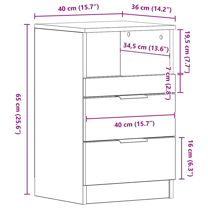 sengeborde 2 stk. 40x36x65 cm konstrueret træ gammelt trælook