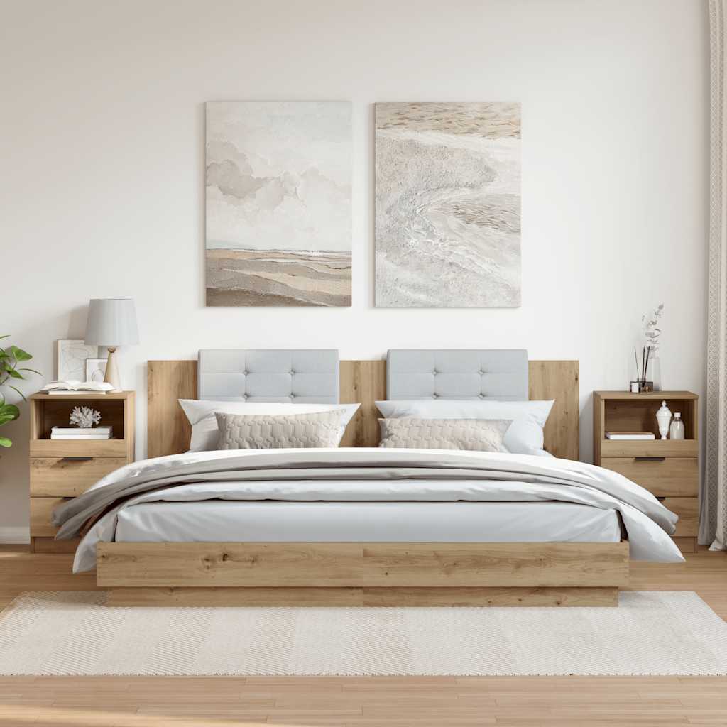 sengeborde 2 stk. 40x36x65 cm konstrueret træ kunsteg