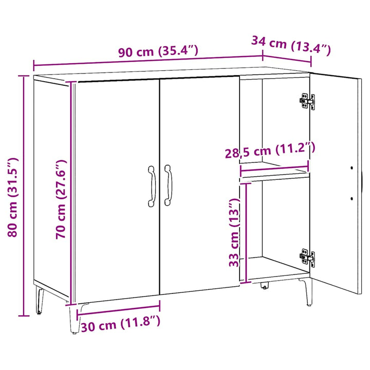 skab 90x34x80 cm konstrueret træ kunsteg