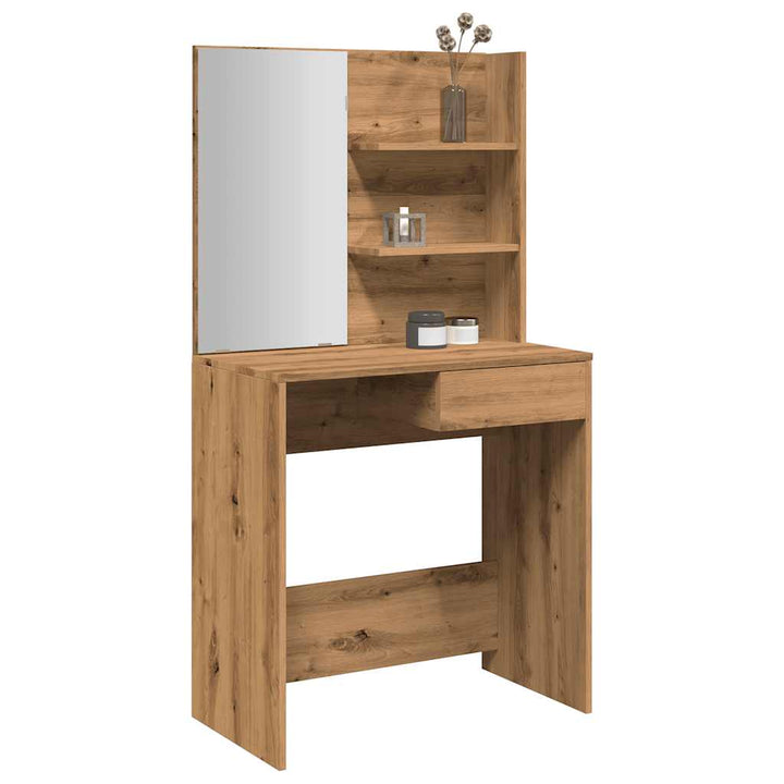 makeupbord med spejl 74,5x40x141 cm kunsteg