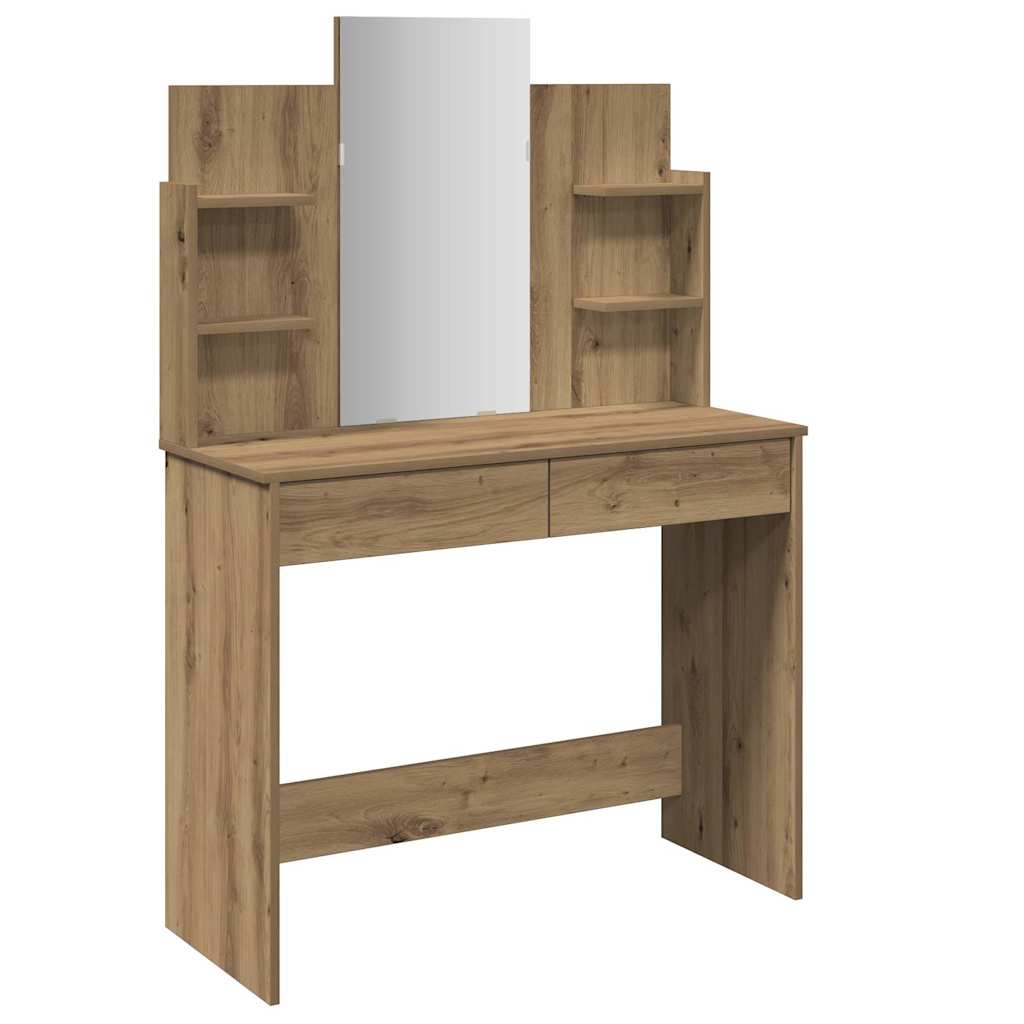 makeupbord med spejl 96x39x142 cm kunsteg